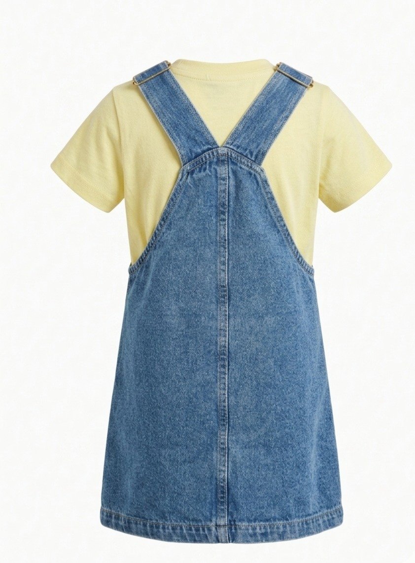 Girls Barbie Denim Dungaree Dress - Image 4