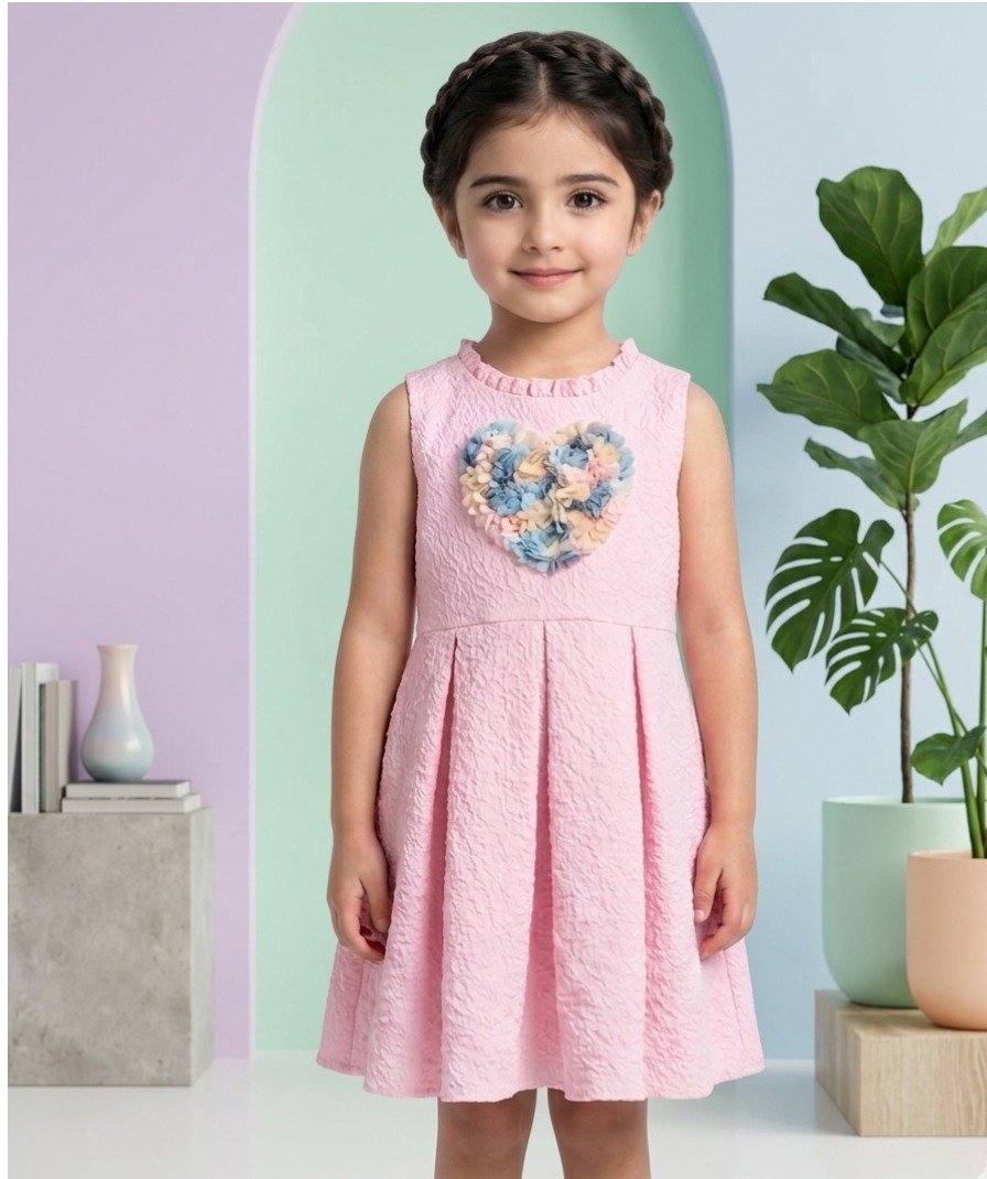 Pink Textured Heart Frock