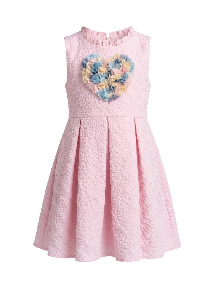 Pink Textured Heart Frock - Image 5