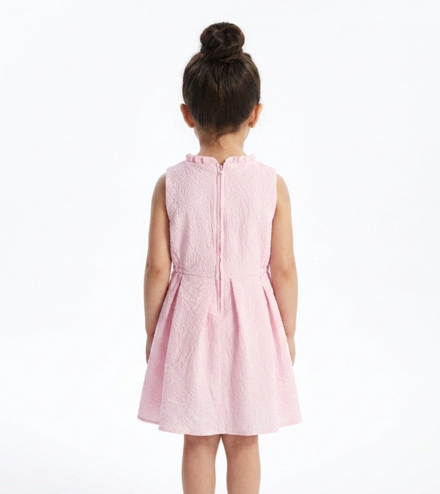 Pink Textured Heart Frock - Image 3
