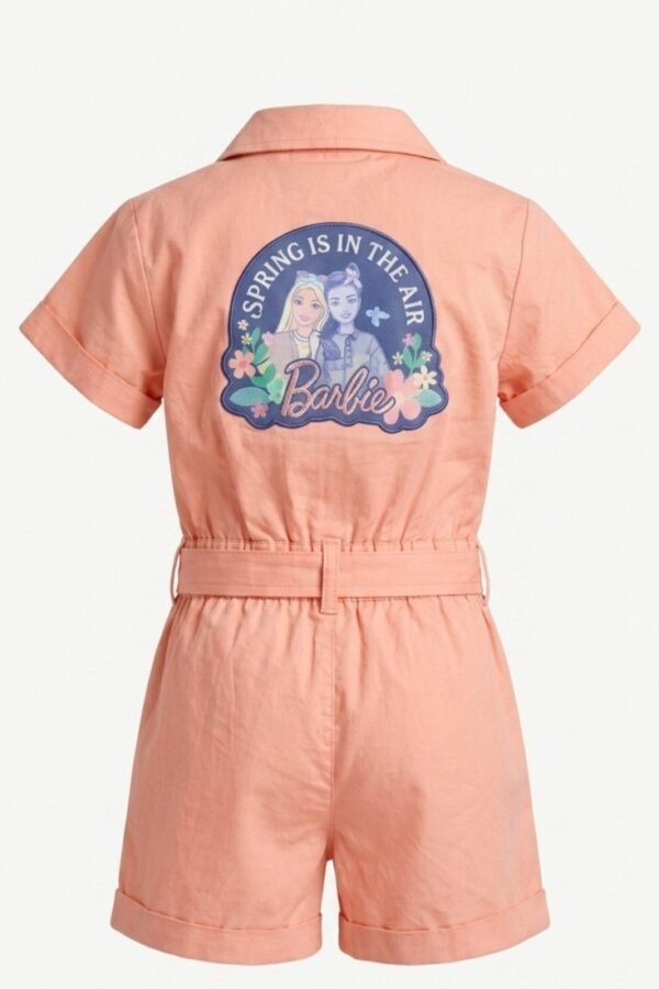 Girls Peach Barbie Utility Romper