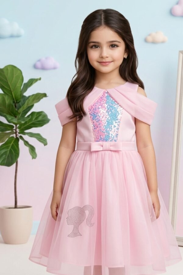 Pink Sequined Barbie Party Frock