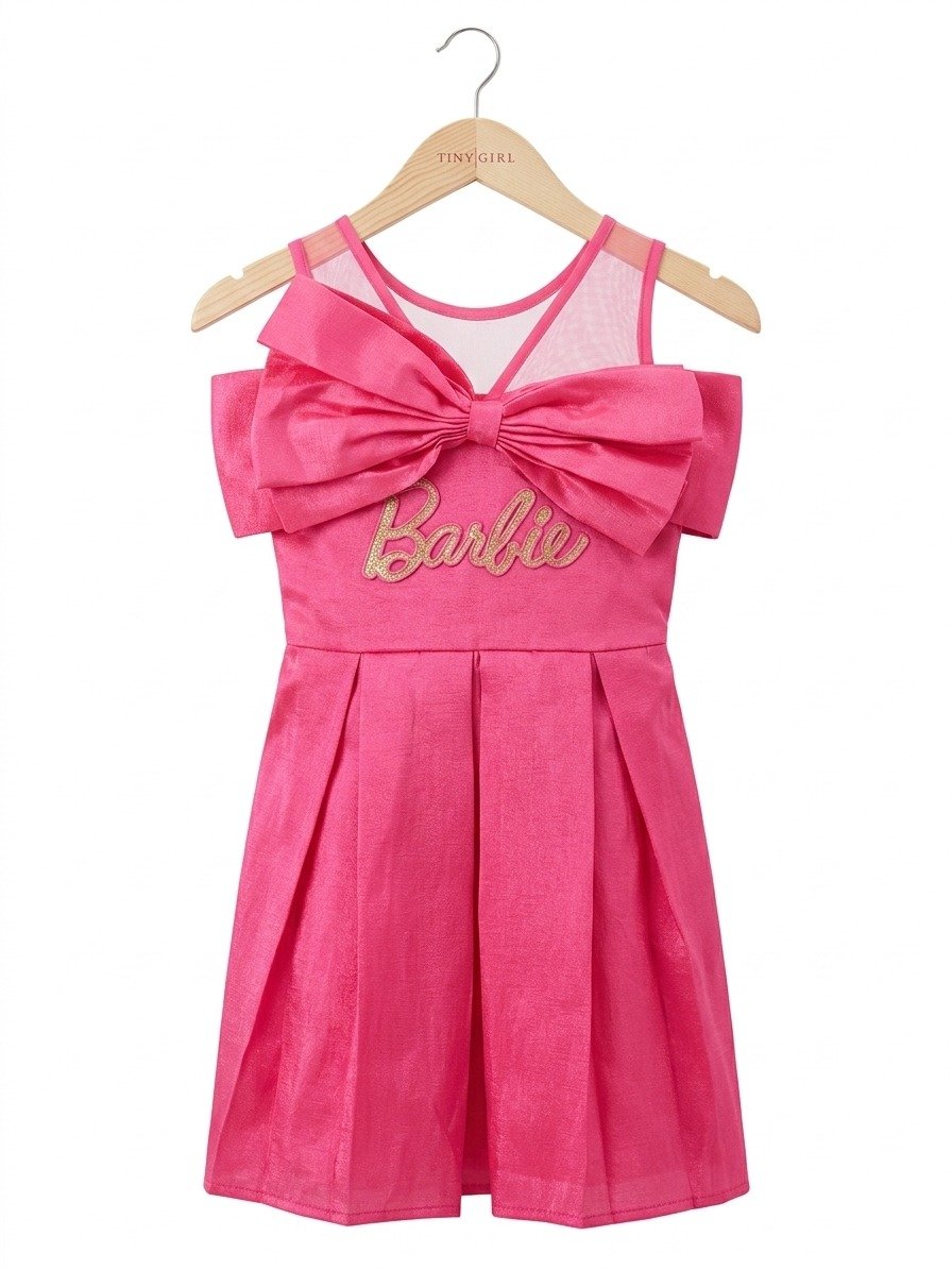 Pink Shimmer Barbie Party Frock - Image 2