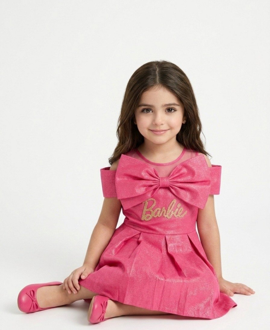 Pink Shimmer Barbie Party Frock - Image 5