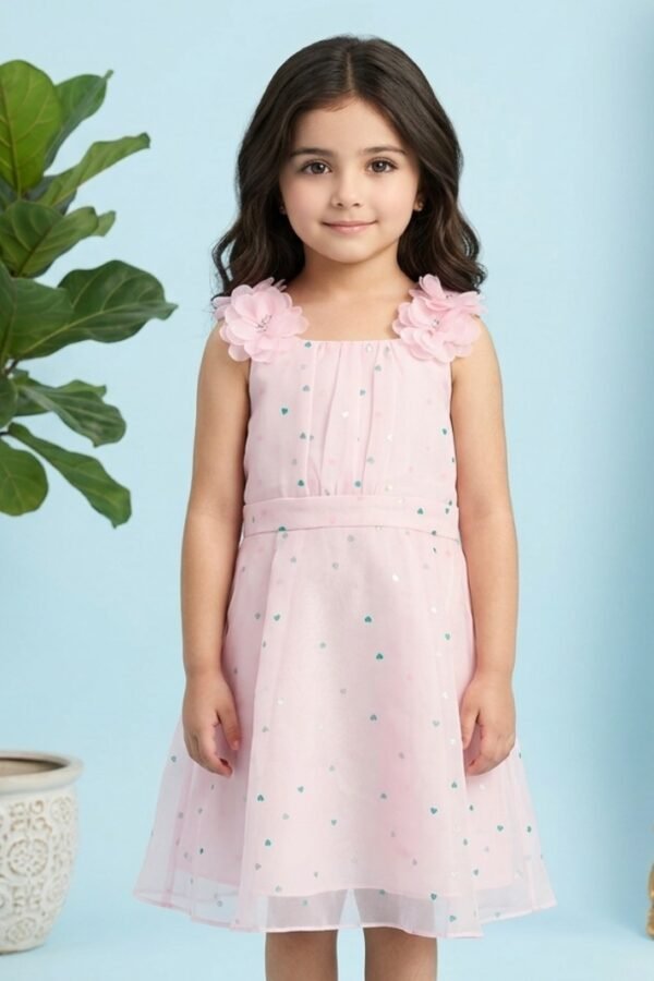 Pink Floral Embellished Party Frock