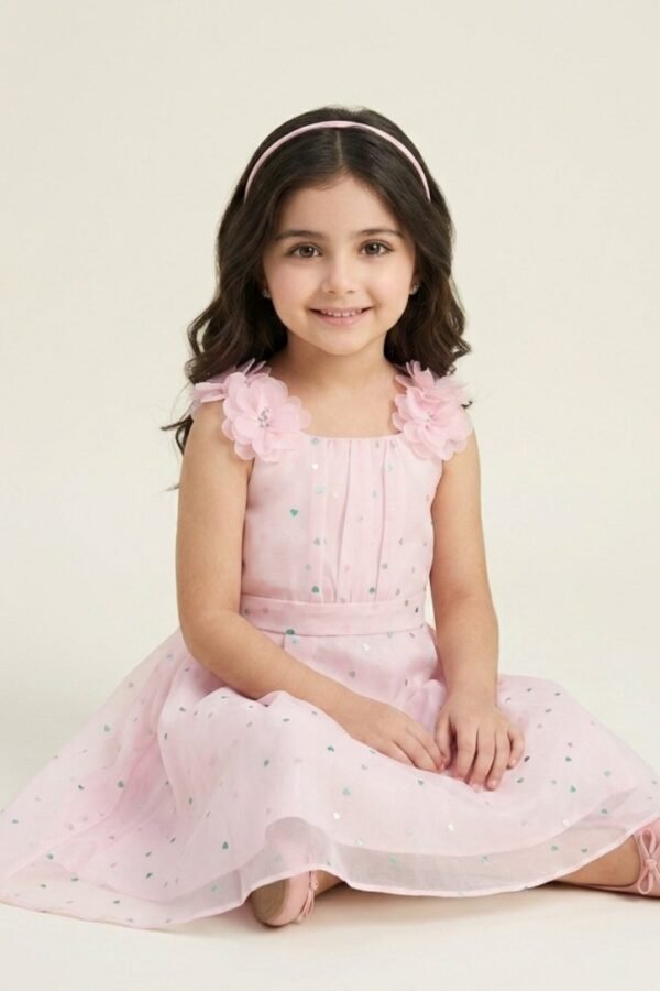 Pink Floral Embellished Party Frock