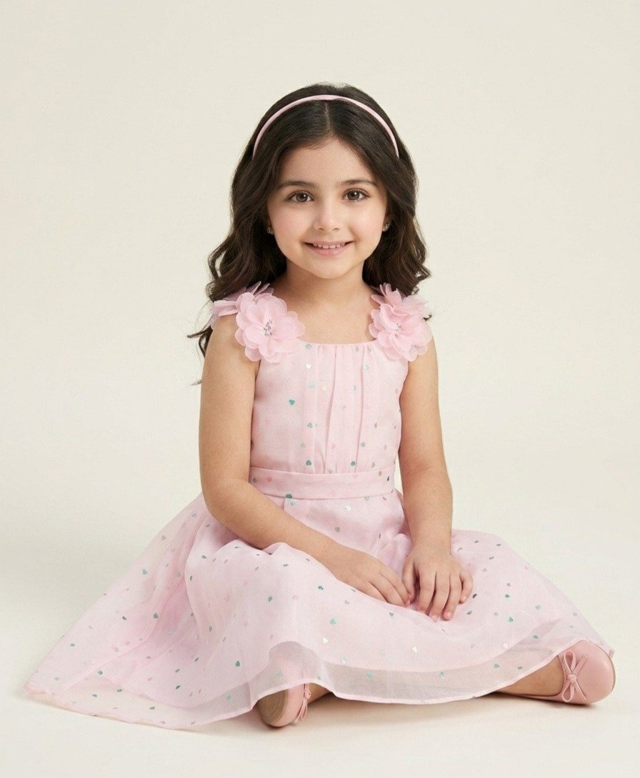 Pink Floral Embellished Party Frock - Image 2
