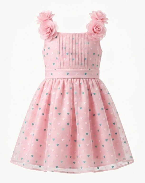Pink Floral Embellished Party Frock - Image 3