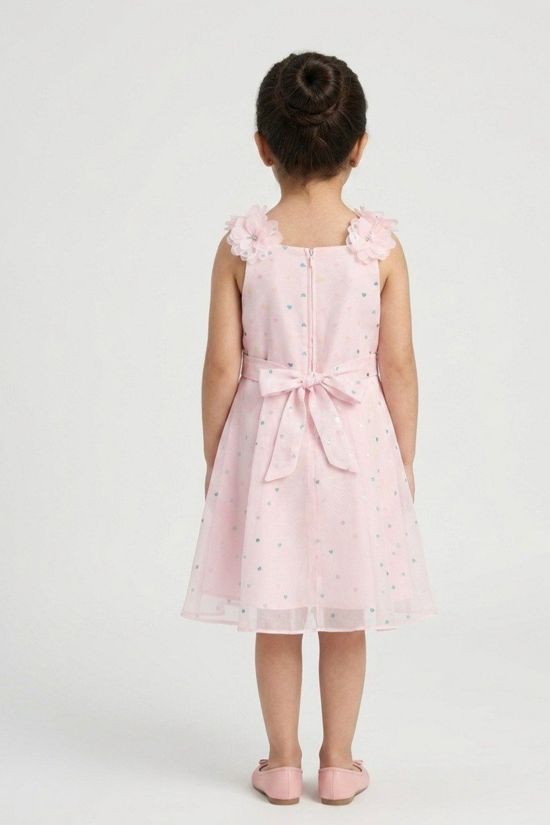 Pink Floral Embellished Party Frock - Image 5