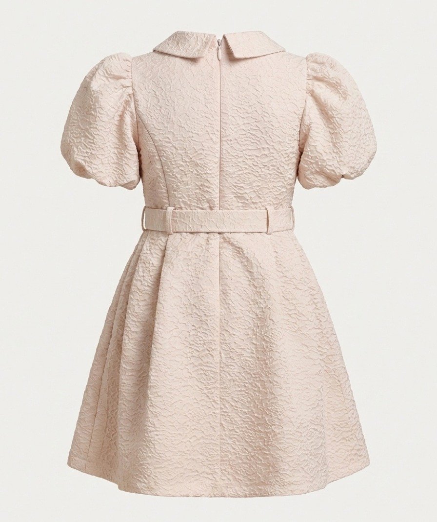Beige Textured Bow Frock - Image 3