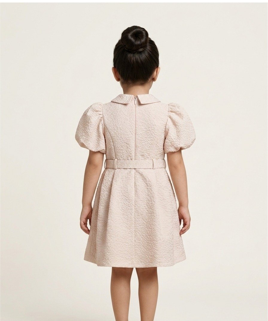 Beige Textured Bow Frock - Image 4