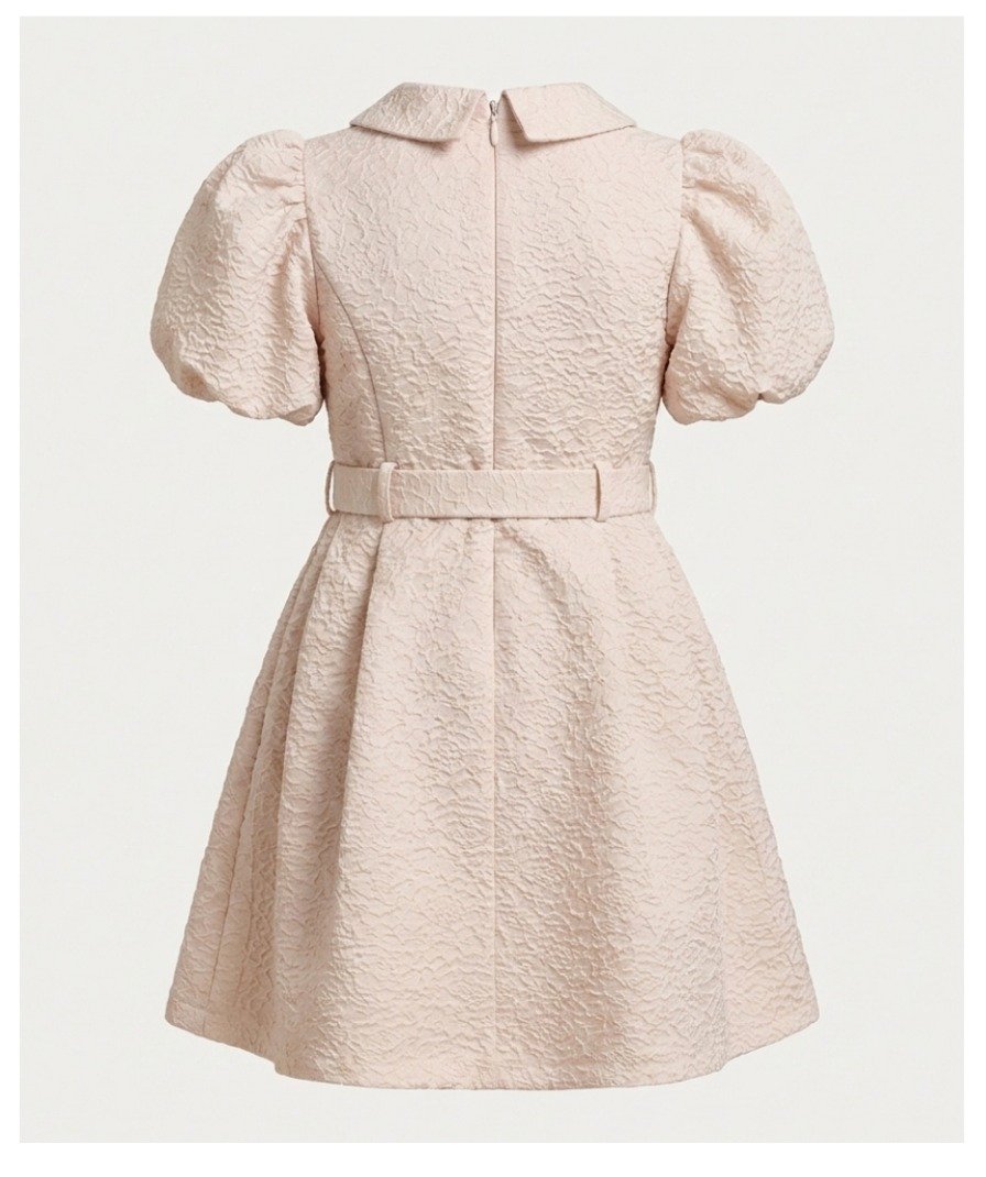 Beige Textured Bow Frock - Image 5