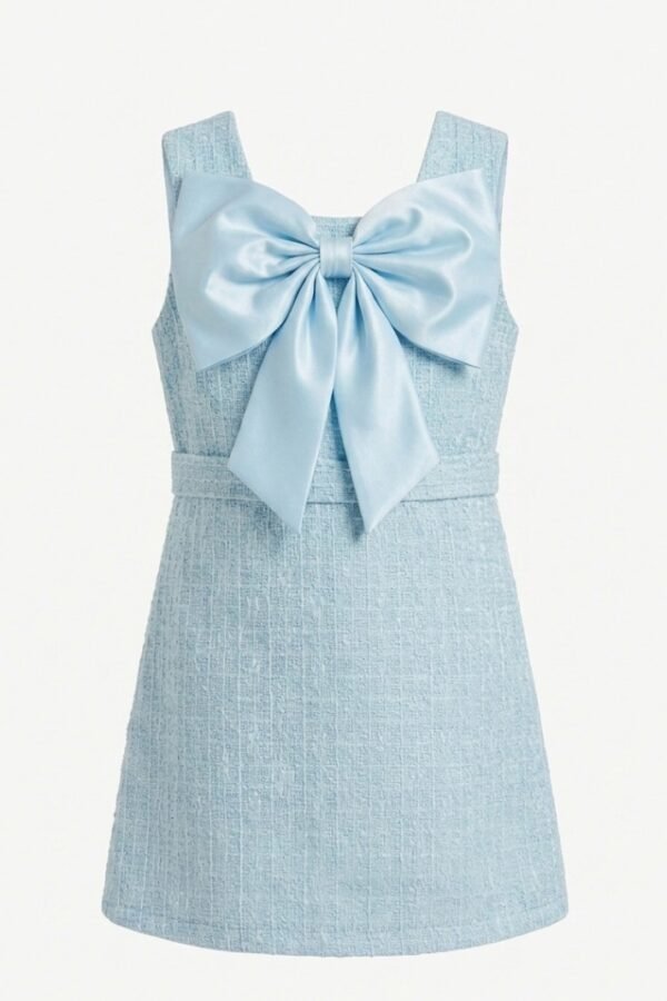 Blue Bow Textured Party Frock