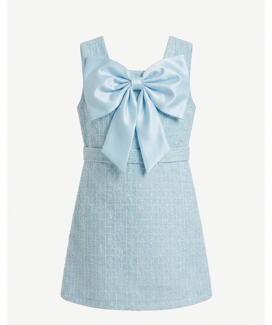 Blue Bow Textured Party Frock - Image 2