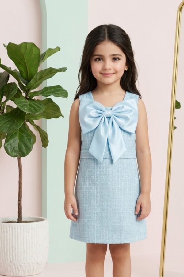Blue Bow Textured Party Frock
