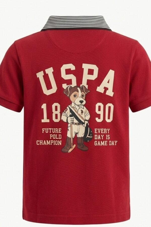 Boys Red Striped Polo T-Shirt