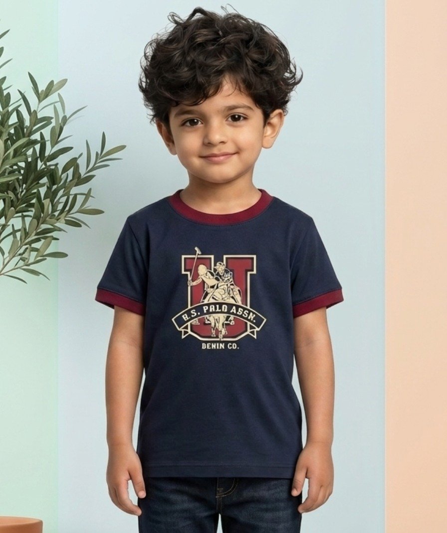 Boys Navy Graphic Casual T-Shirt