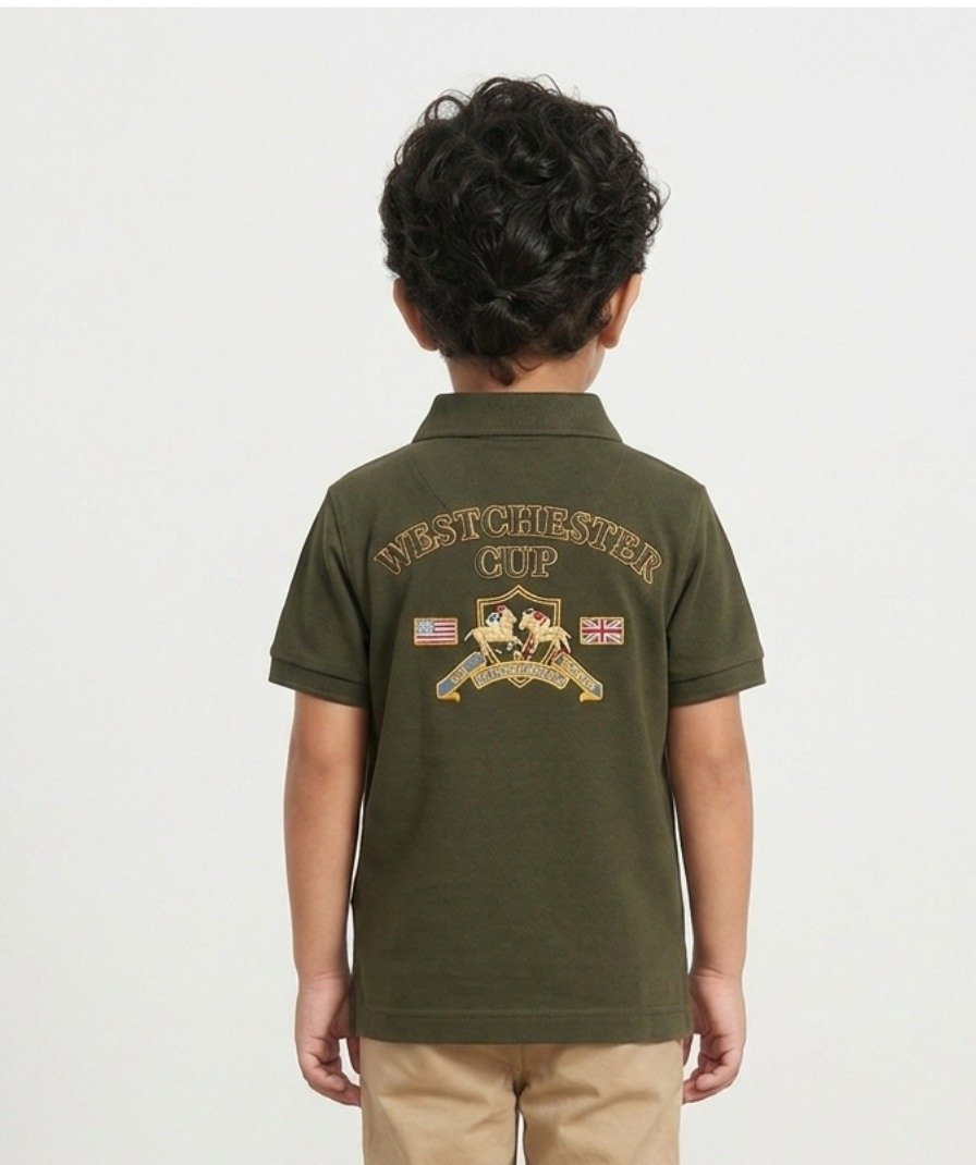 Boys Olive Heritage Polo Shirt - Image 5