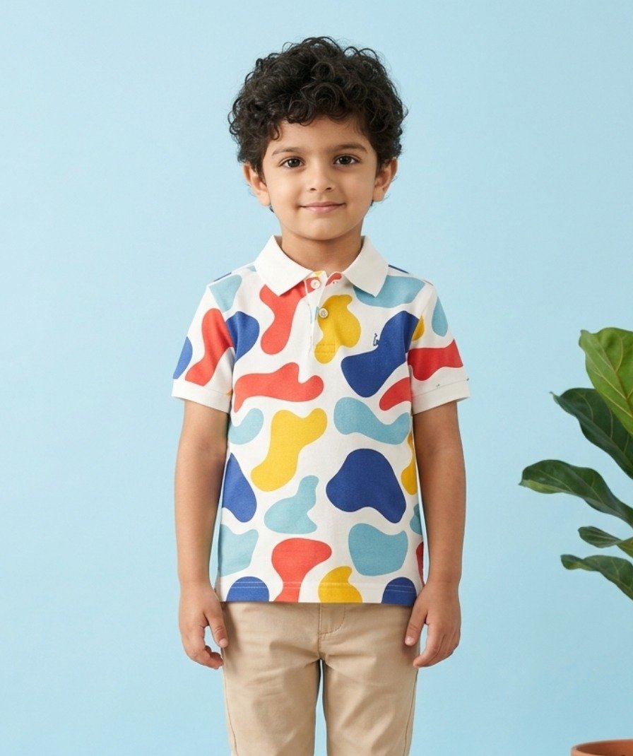Boys Multi-Color Abstract Polo