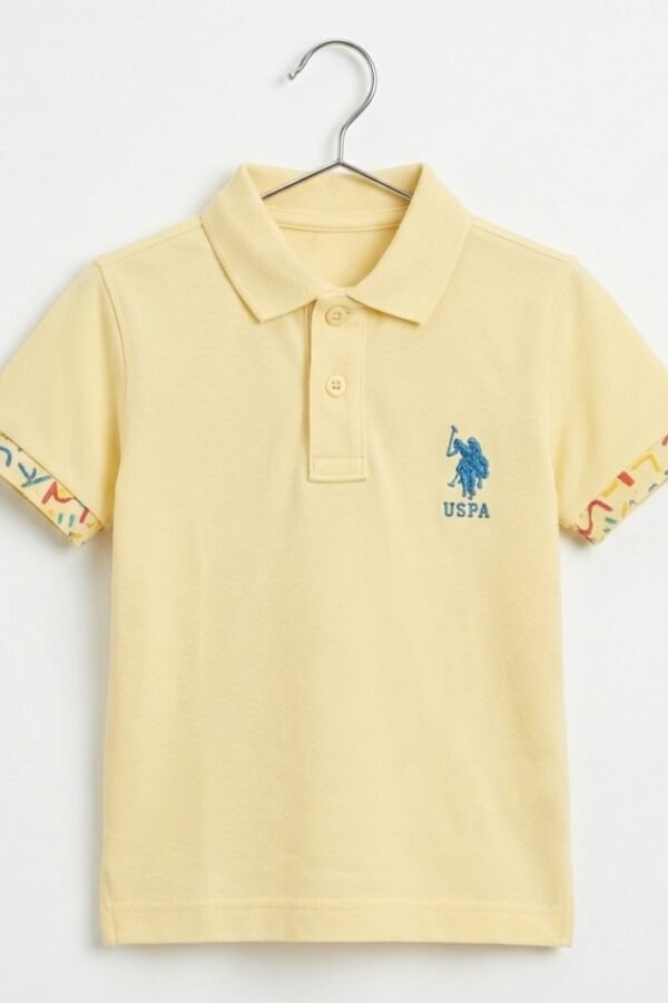 Boys Yellow Printed Polo Shirt