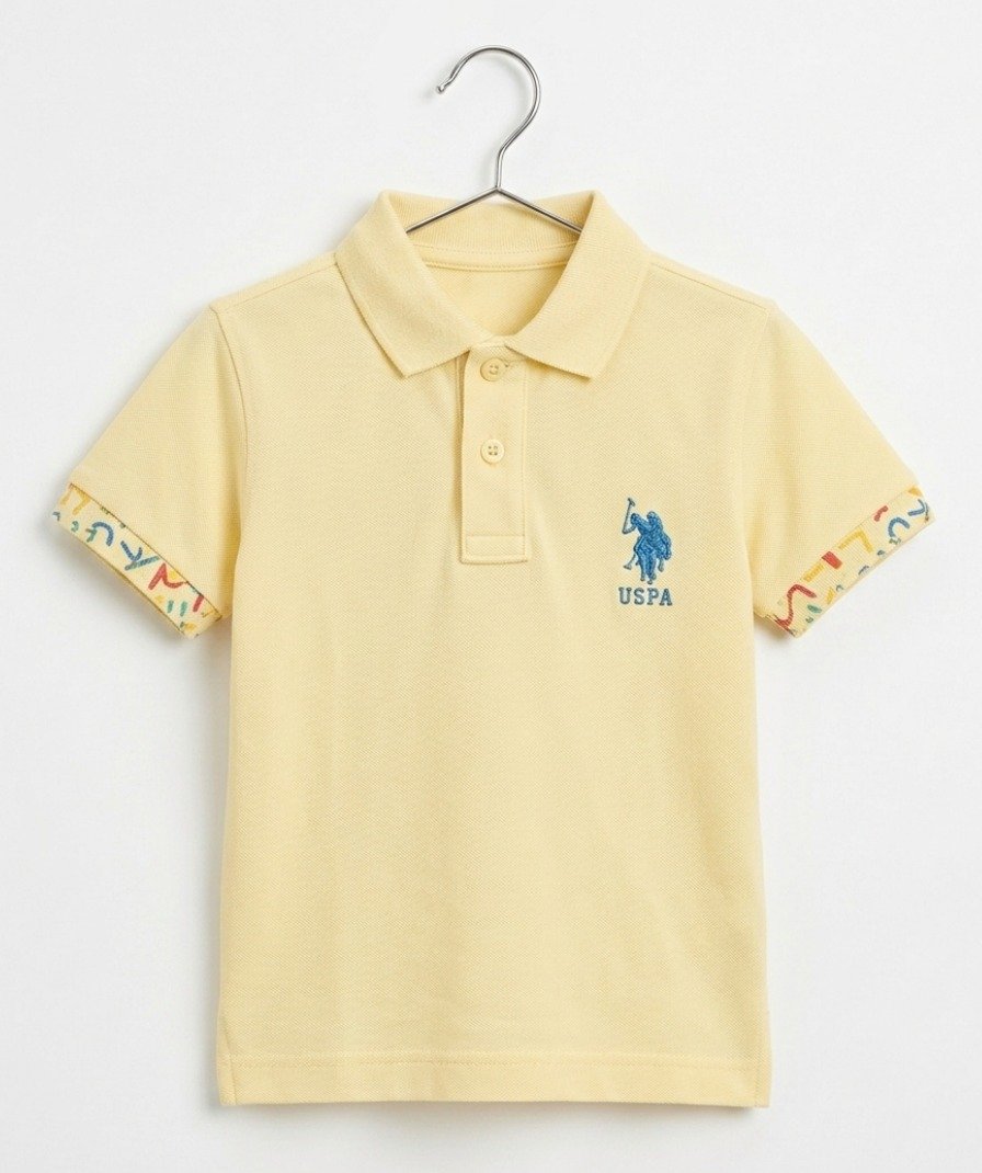 Boys Yellow Printed Polo Shirt - Image 2