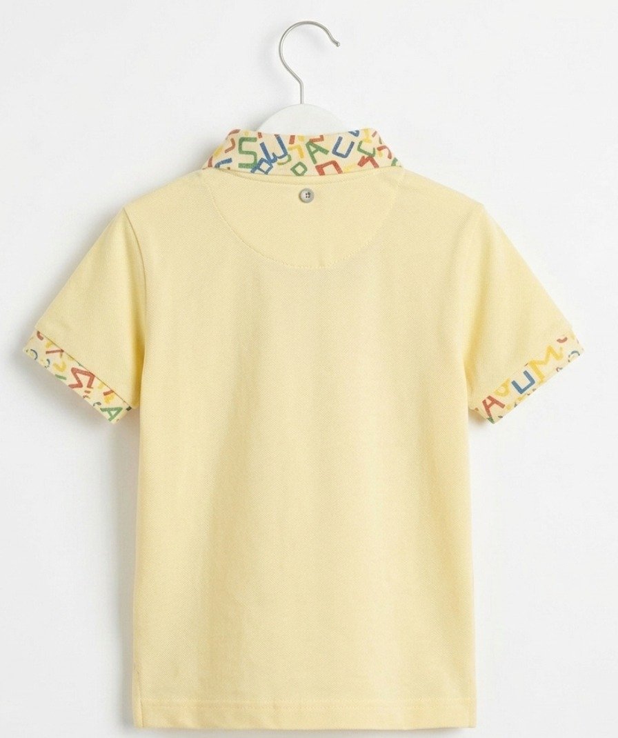 Boys Yellow Printed Polo Shirt - Image 3