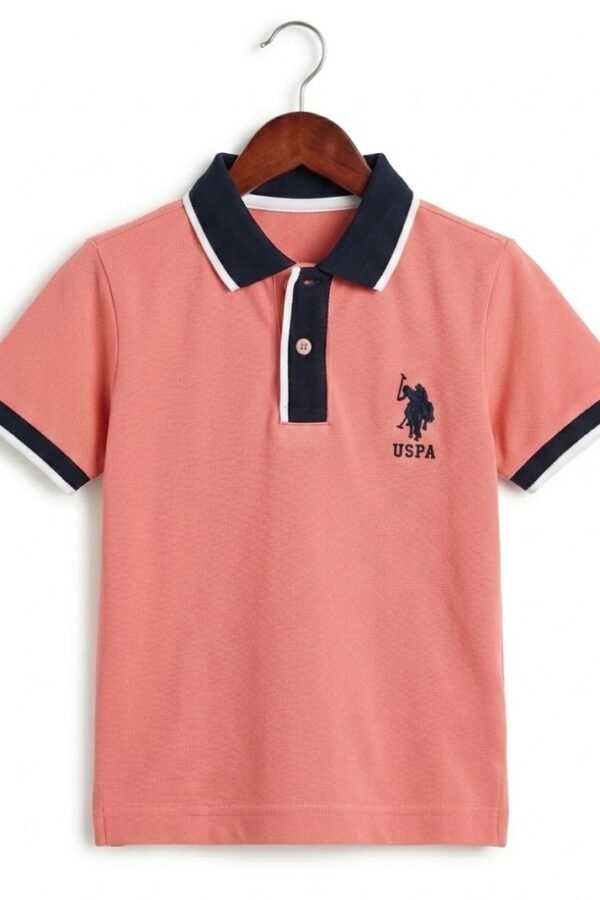 Boys Peach Tipped Polo Shirt