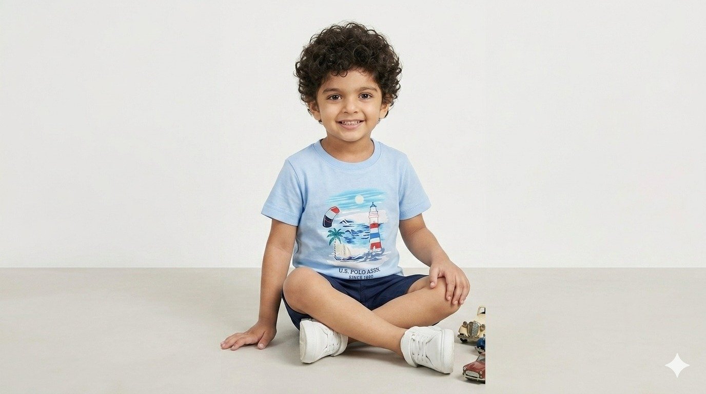 Boys Blue Graphic Shorts Set