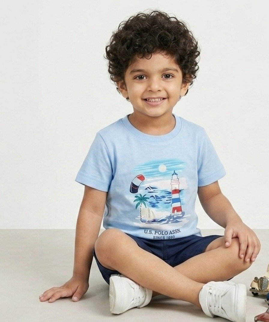 Boys Blue Graphic Shorts Set - Image 5