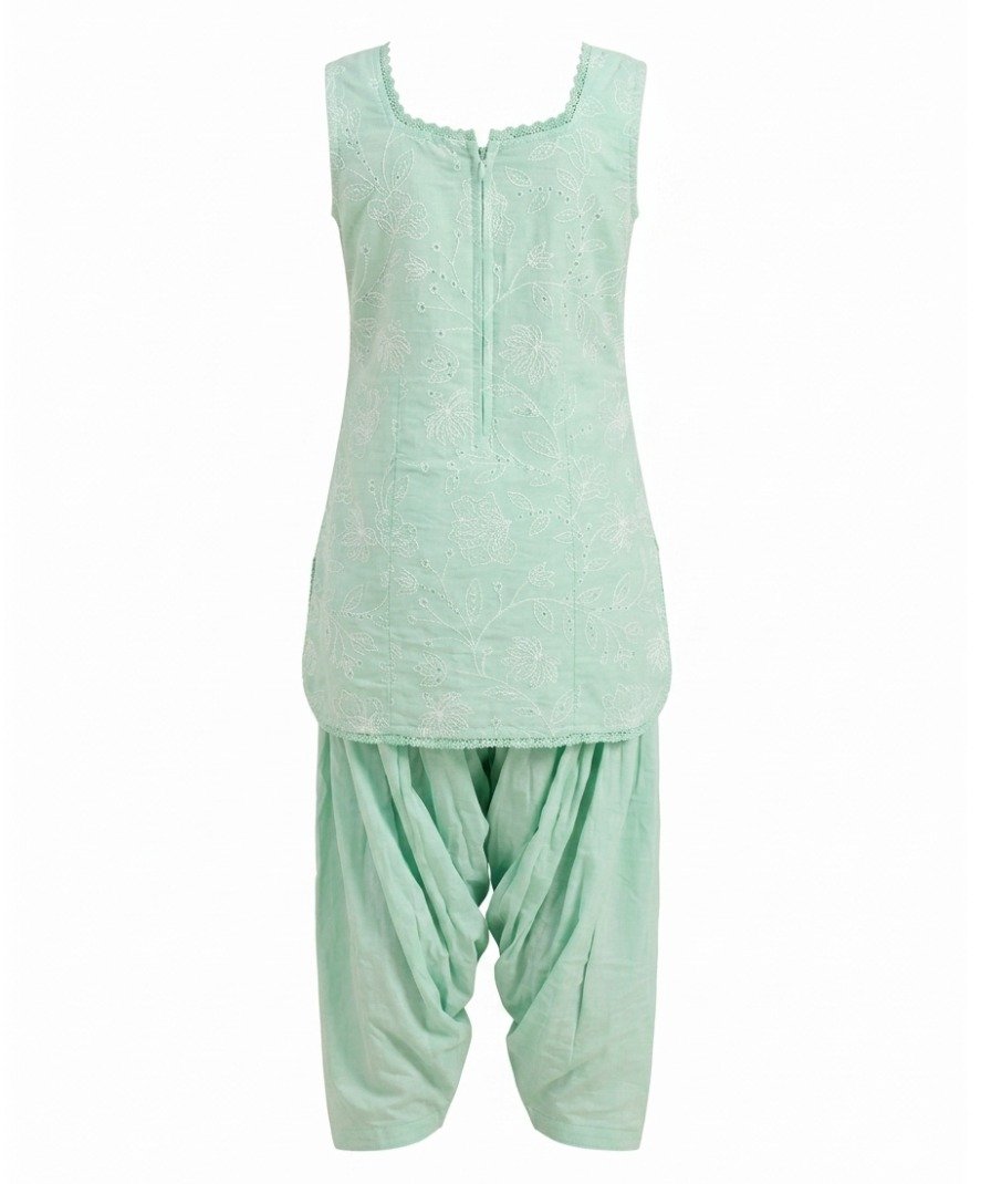 Girls Mint Floral Ethnic Set - Image 4