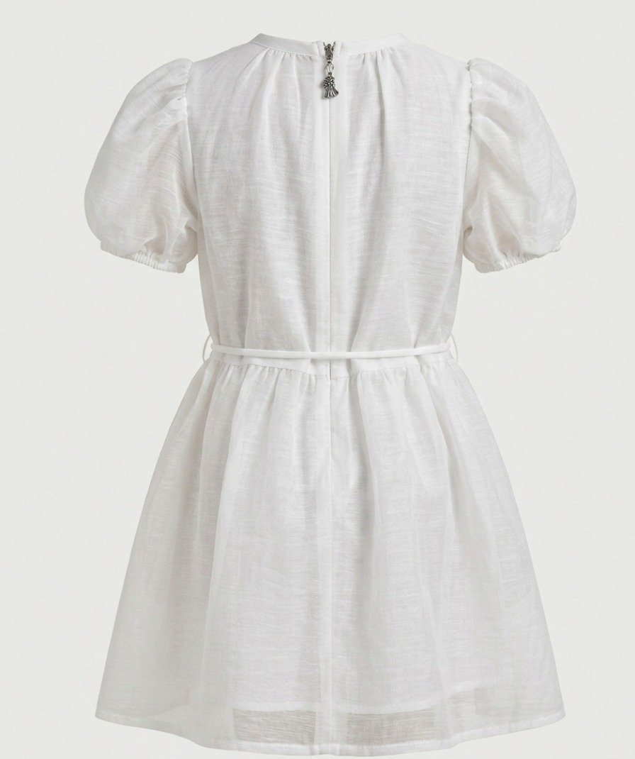 Girls Elegant White Party Dress - Image 3