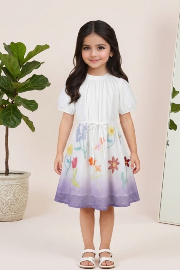 Girls Floral Ombre Casual Dress