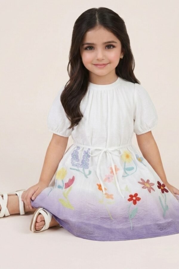 Girls Floral Ombre Casual Dress