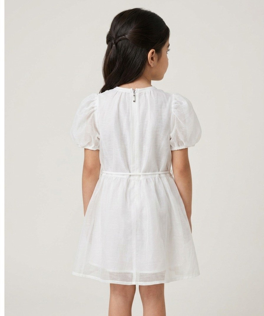 Girls Elegant White Party Dress - Image 4