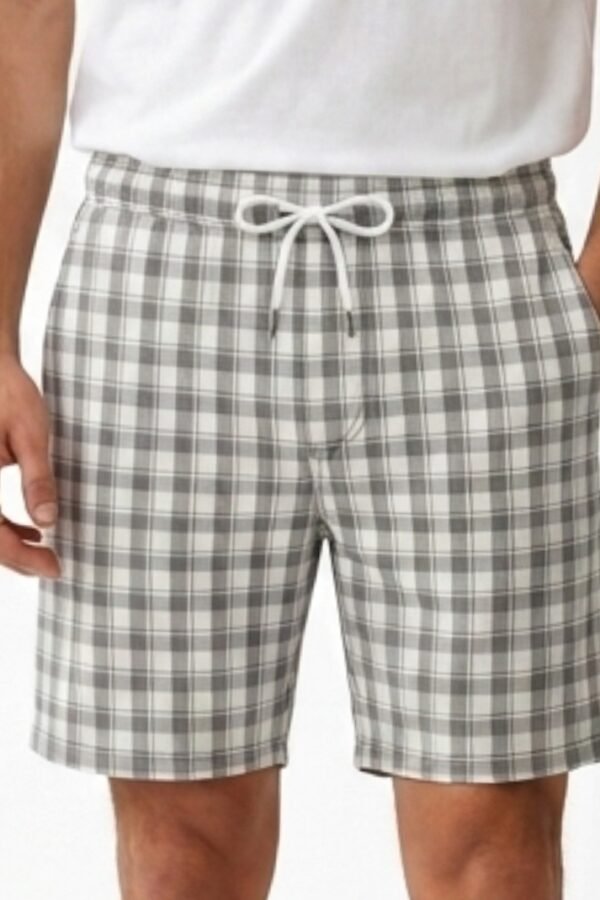 Grey and White Checked Shorts