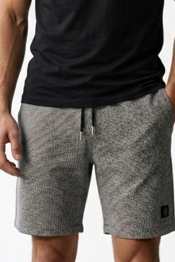 Grey Textured Knit Sweat Shorts