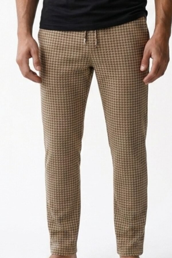 Beige Houndstooth Lounge Trousers