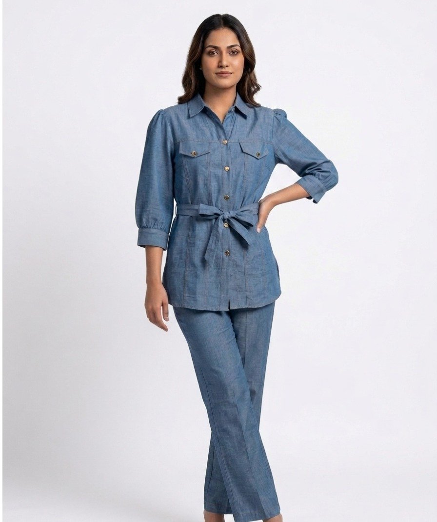 Women Blue Denim Co-ord Set