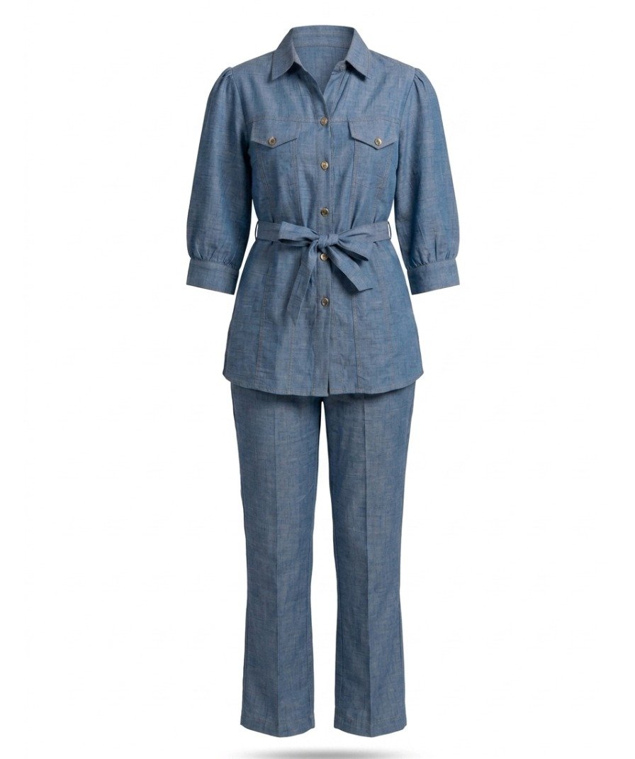 Women Blue Denim Co-ord Set - Image 2