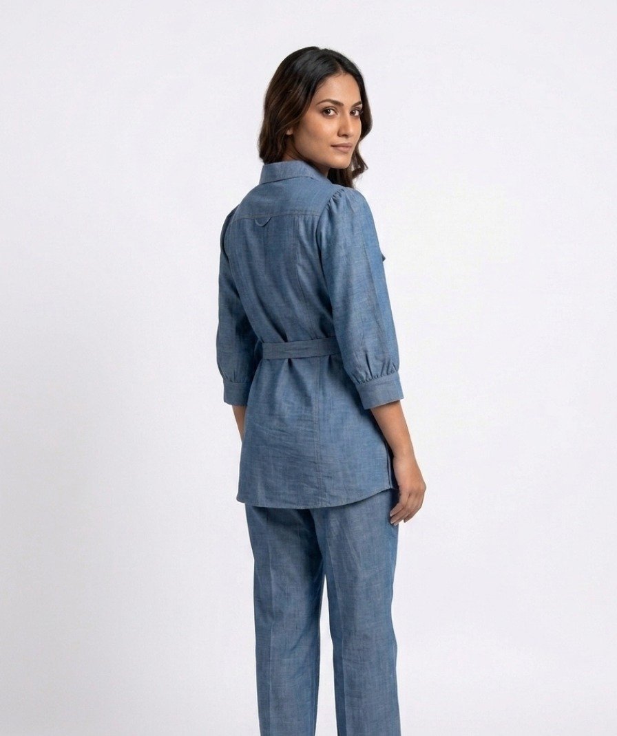 Women Blue Denim Co-ord Set - Image 5