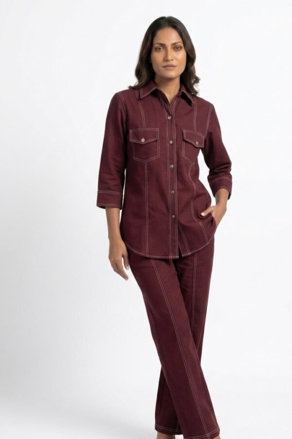 Maroon Stitched Co-ord Set