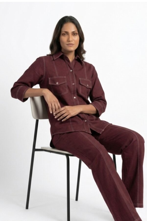 Maroon Stitched Co-ord Set