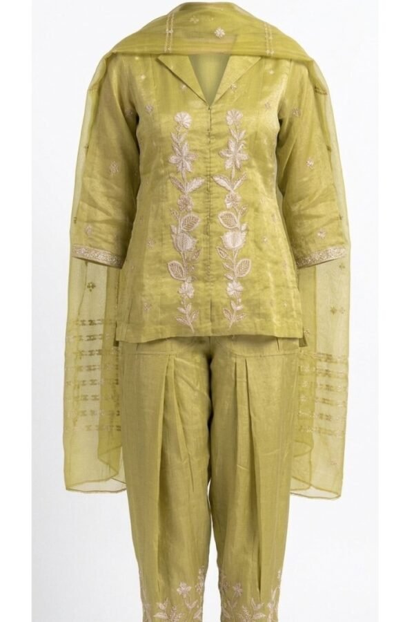 Olive Embroidered Salwar Suit