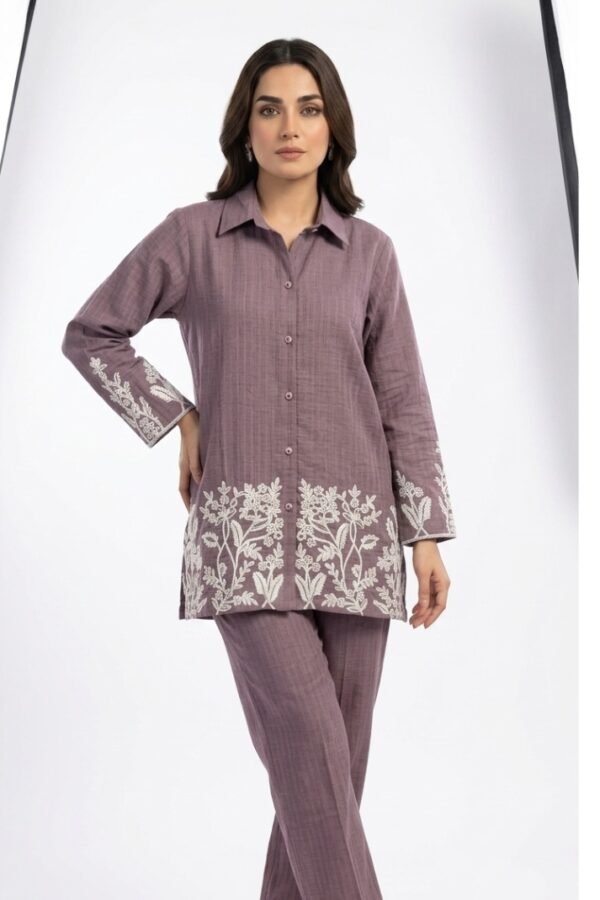 Mauve Embroidered Co-ord Set
