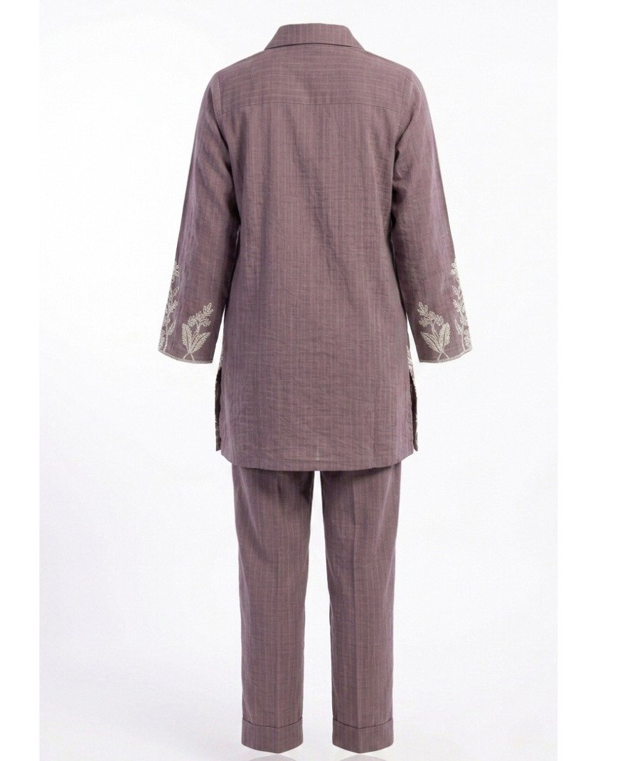 Mauve Embroidered Co-ord Set - Image 4