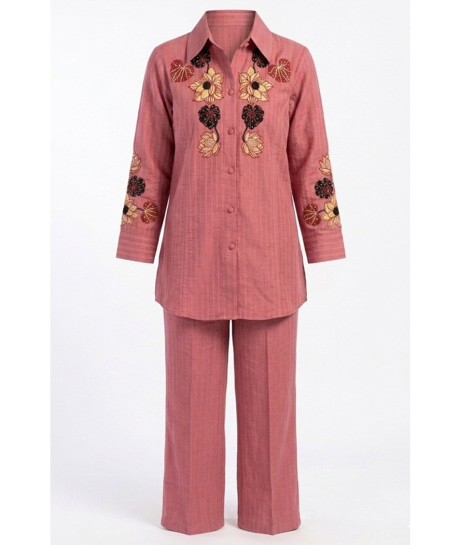 Pink Embroidered Co-ord Set - Image 2