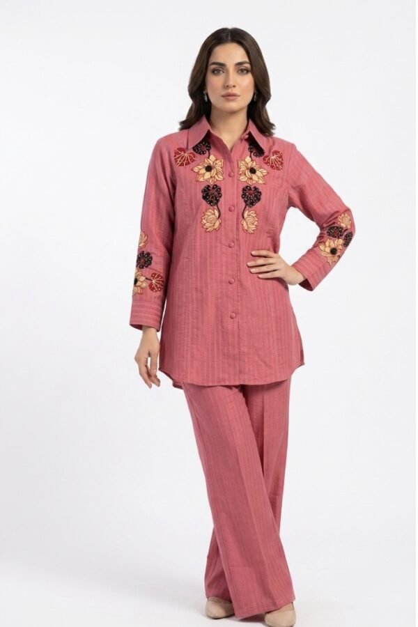 Pink Embroidered Co-ord Set