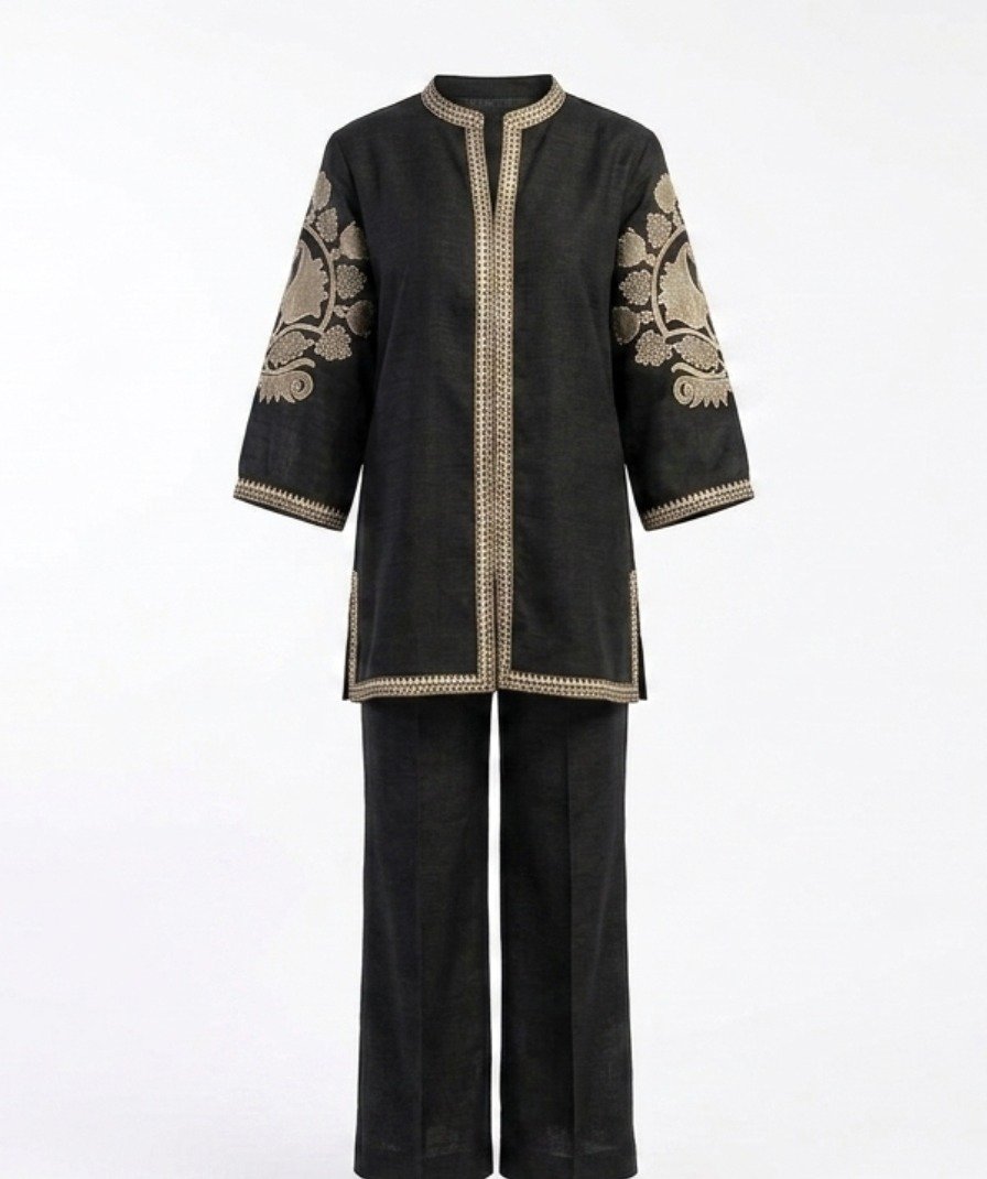 Black Embroidered Co-ord Set - Image 2