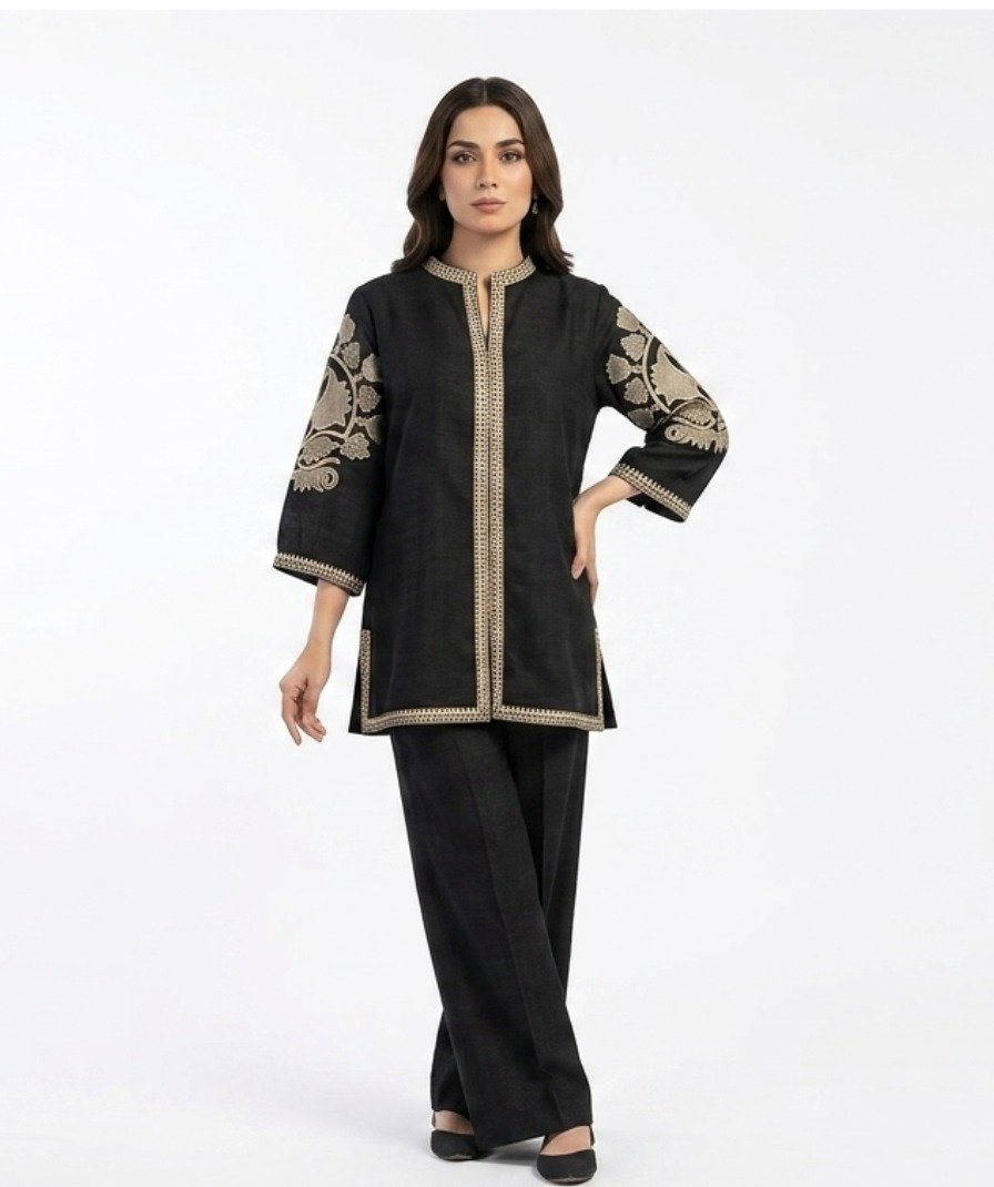 Black Embroidered Co-ord Set