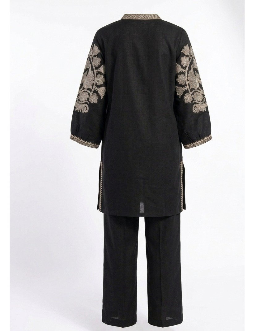 Black Embroidered Co-ord Set - Image 3